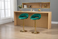 Coolmore Swivel Bar Stools Set Of 2 Adjustable Counter Height Chairs With Footrest For Kitchen, Dining Room 2Pc Set Emerald Polyester