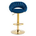 Coolmore Swivel Bar Stools Set Of 2 Adjustable Counter Height Chairs With Footrest For Kitchen, Dining Room 2Pc Set Navy Blue Polyester