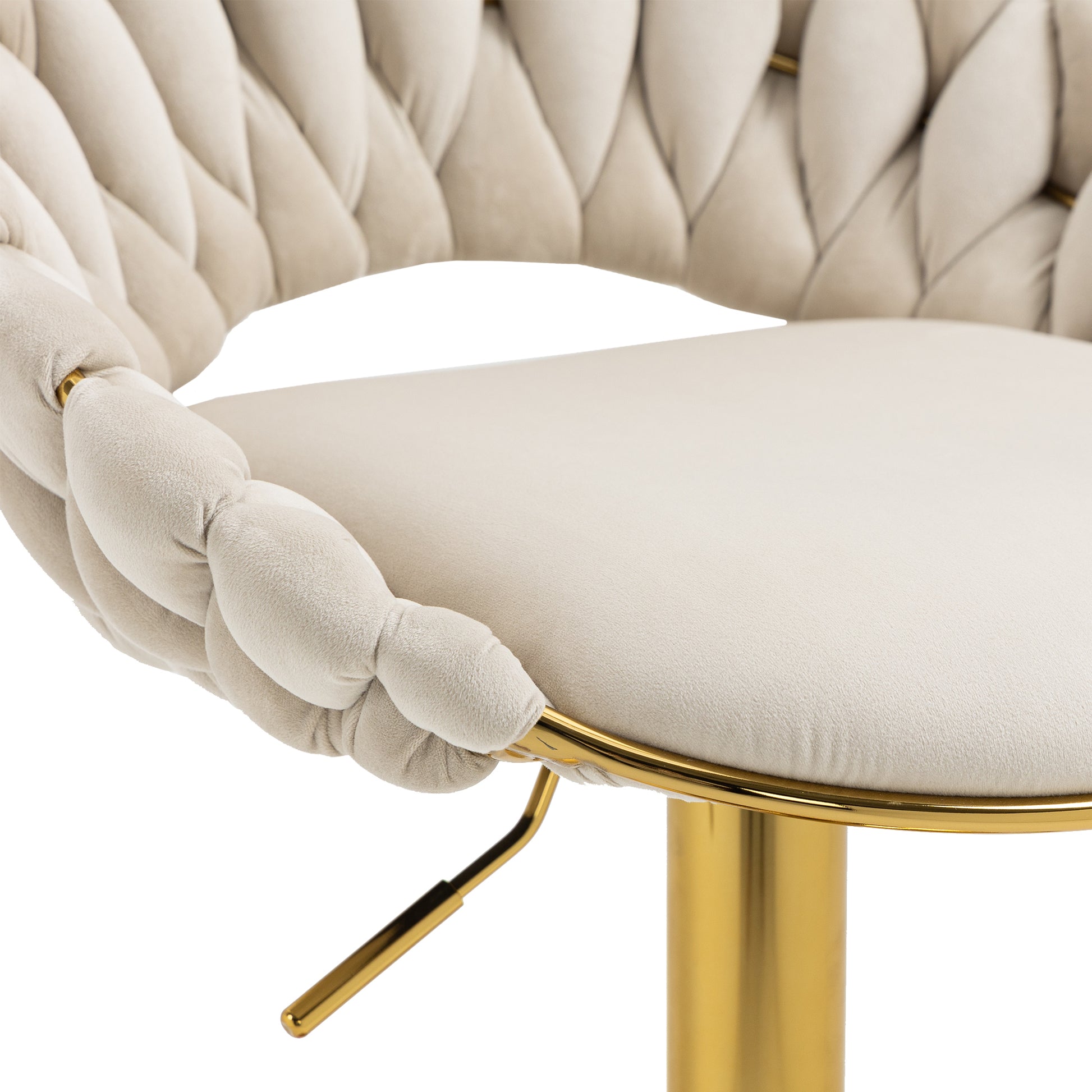 Coolmore Swivel Bar Stools Set Of 2 Adjustable Counter Height Chairs With Footrest For Kitchen, Dining Room 2Pc Set Ivory Polyester