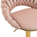 Coolmore Swivel Bar Stools Set Of 2 Adjustable Counter Height Chairs With Footrest For Kitchen, Dining Room 2Pc Set Pink Polyester
