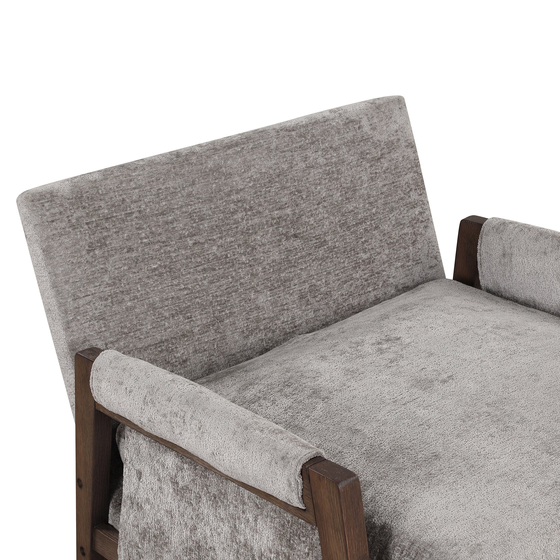 Mid Century Modern Velvet Accent Chair,Leisure Chair With Solid Wood And Thick Seat Cushion For Living Room,Bedroom,Studio,Grey Grey Foam Velvet