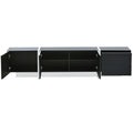 White & Black Contemporary Rectangle Design Tv Stand, Unique Style Tv Console Table For Tvs Up To 80'', Modern Tv Cabinet With High Gloss Uv Surface For Living Room. Black Particle Board