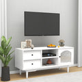 Living Room White Tv Stand With Drawers And Open Shelves, A Cabinet With Glass Doors For Storage White Mdf