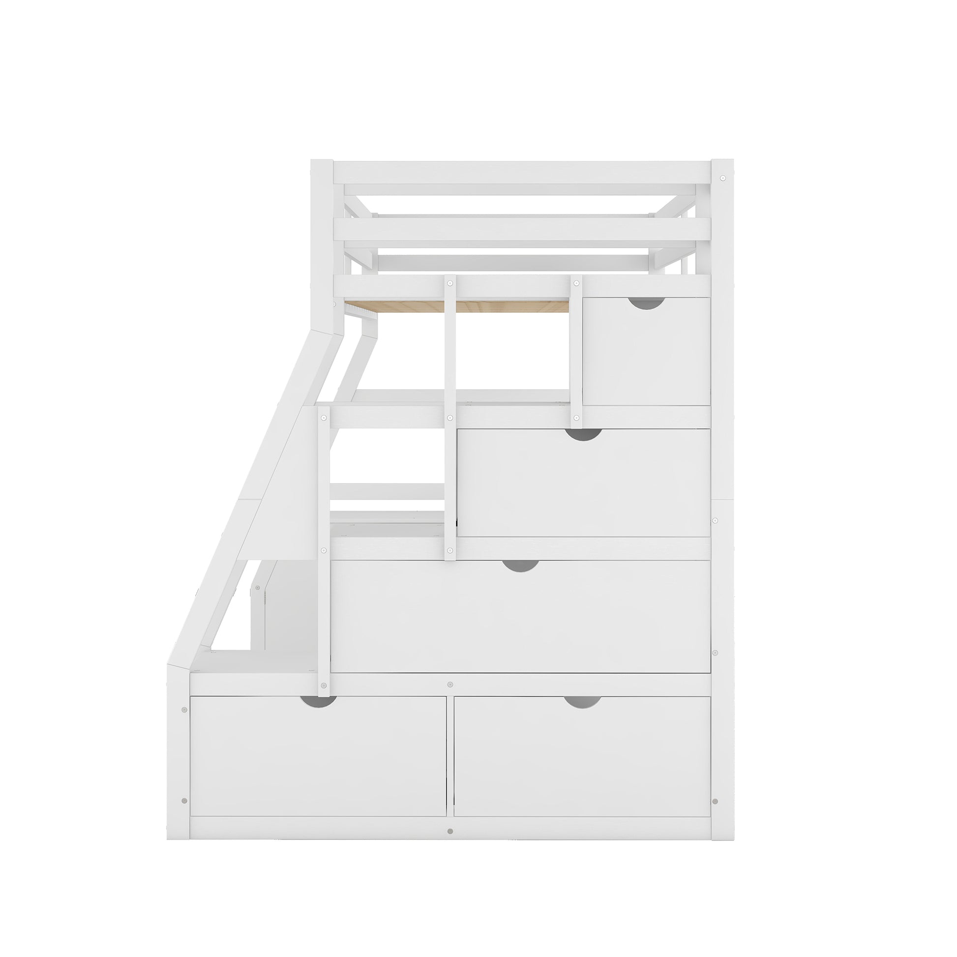 Twin Size Loft Bed With 7 Drawers 2 Shelves And Desk White White Plywood