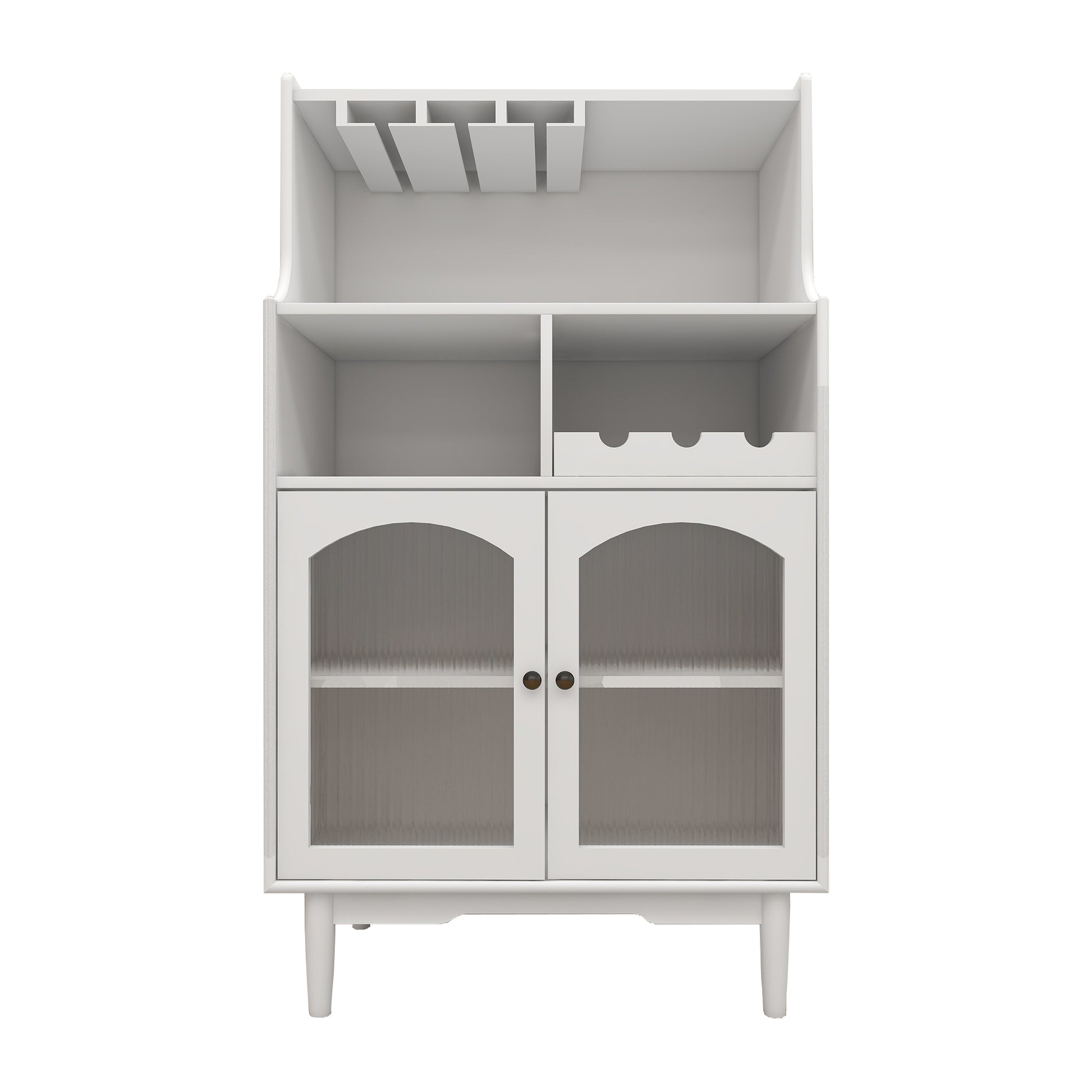 Living Room White Wine Cabinet With Removable Wine Rack And Wine Glass Rack, A Glass Door Cabinet White Mdf