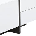 White & Black Contemporary Rectangle Design Tv Stand, Unique Style Tv Console Table For Tvs Up To 80'', Modern Tv Cabinet With High Gloss Uv Surface For Living Room. White 80 89 Inches Particle Board