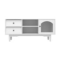 Living Room White Tv Stand With Drawers And Open Shelves, A Cabinet With Glass Doors For Storage White Mdf