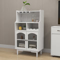 Living Room White Wine Cabinet With Removable Wine Rack And Wine Glass Rack, A Glass Door Cabinet White Mdf