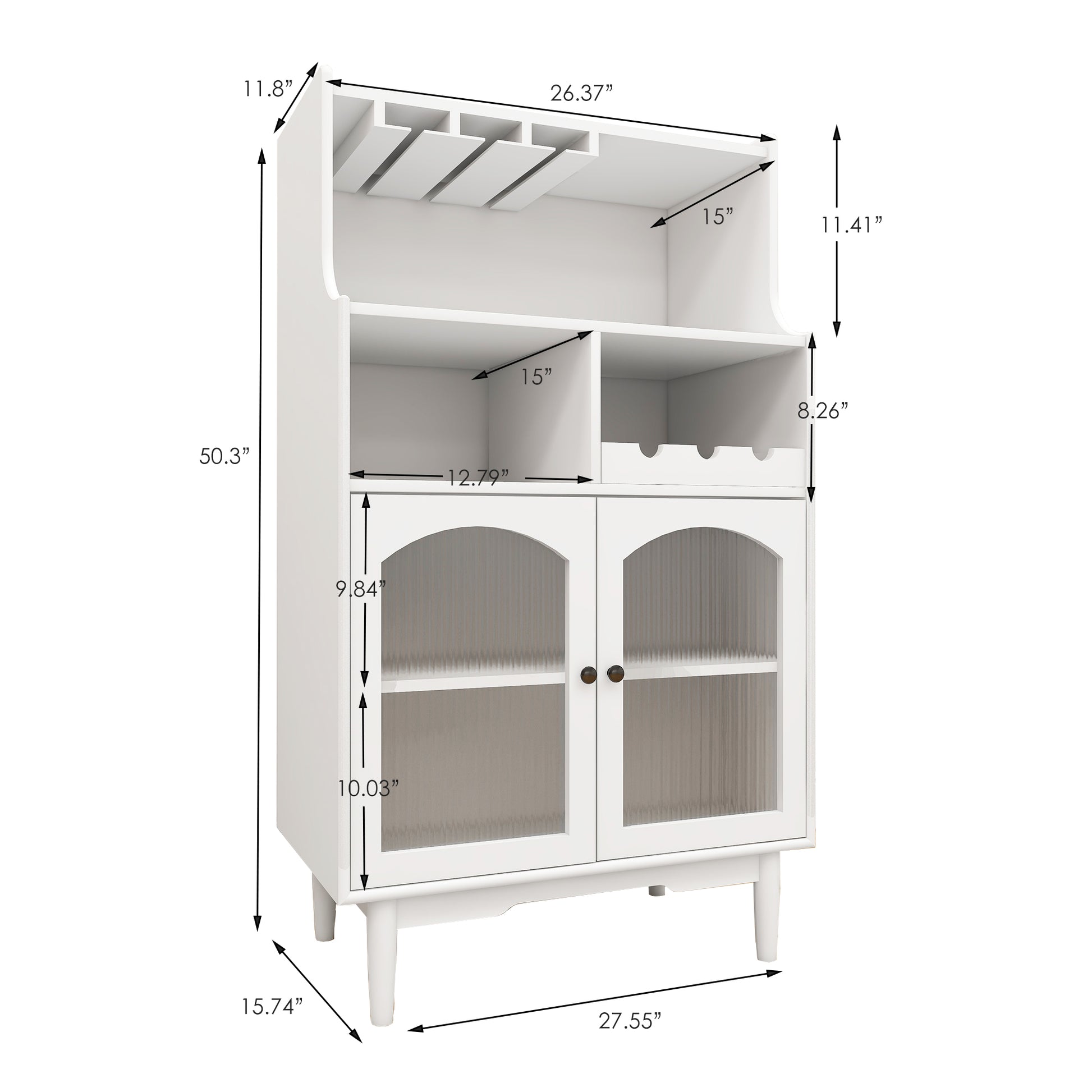 Living Room White Wine Cabinet With Removable Wine Rack And Wine Glass Rack, A Glass Door Cabinet White Mdf