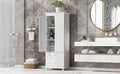 Tall Storage Cabinet With Two Drawers For Bathroom Office, White White Mdf