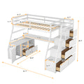 Twin Size Loft Bed With 7 Drawers 2 Shelves And Desk White White Plywood