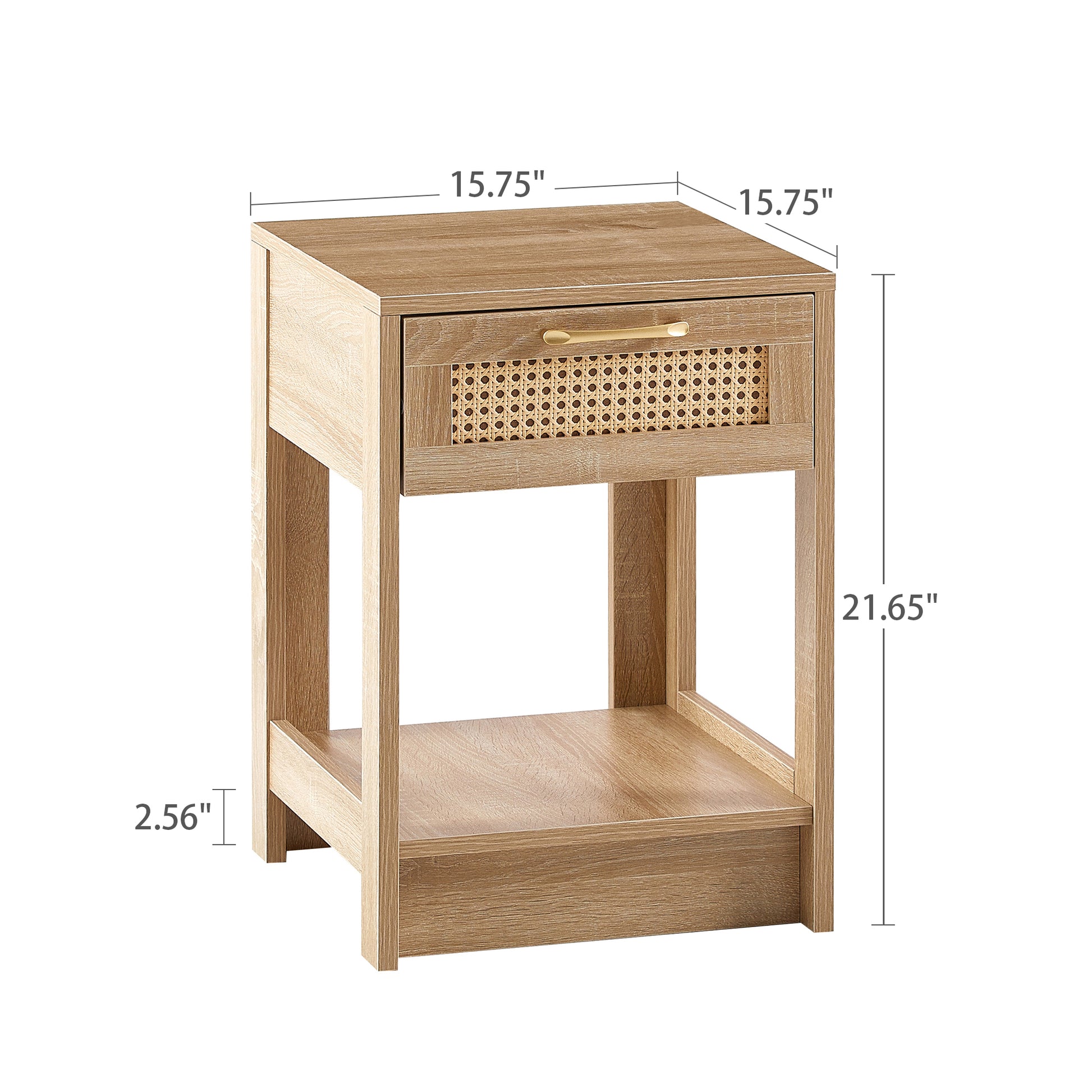 15.75" Rattan End Table With Drawer, Modern Nightstand, Side Table For Living Room, Bedroom,Natural Natural Mdf