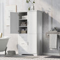 Tall and Wide Storage Cabinet with Doors for Bathroom white-mdf