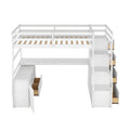 Twin Size Loft Bed With 7 Drawers 2 Shelves And Desk White White Plywood