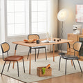 Brown Modern Simple Style Dining Chair Pu Leather Black Metal Pipe Pp Back Dining Room Furniture Chair Set Of 2 Brown Pu Leather