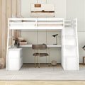 Twin Size Loft Bed With 7 Drawers 2 Shelves And Desk White White Plywood