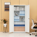 High Storage Cabinet With 2 Doors And 4 Partitions To Separate 5 Storage Spaces, Home Office Design 3 4 Shelves White Office Steel