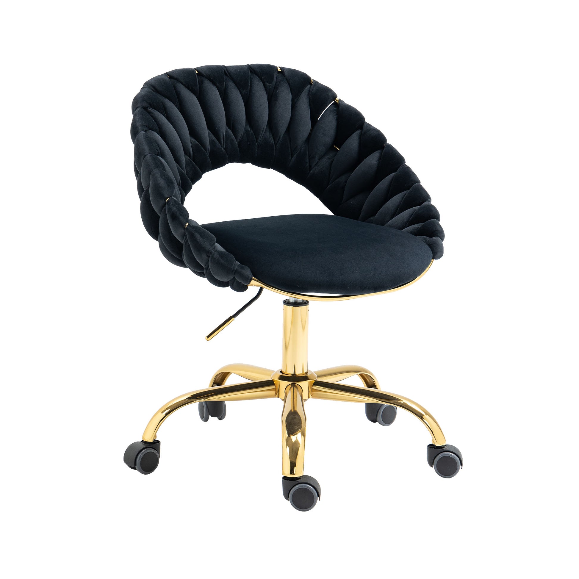 Coolmore Computer Chair Office Chair Adjustable Swivel Chair Fabric Seat Home Study Chair Black Polyester
