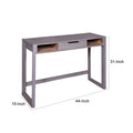 44 Inch Minimalist Single Drawer, Mago Wood, Entryway Console Table Desk, Textured Groove Lines, Gray Gray Solid Wood