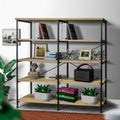 63 Inch Industrial 4 Tier Bookshelf, Particleboard, Metal Frame, Gray, Black Black Gray Metal & Wood