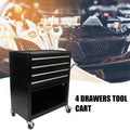 4 Drawers Multifunctional Tool Cart With Wheels Black Black Steel