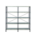 63 Inch Industrial 4 Tier Bookshelf, Particleboard, Metal Frame, Gray, Black Black Gray Metal & Wood