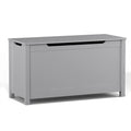 Kids Wooden Toy Box Storage With Safety Hinged Lid For Ages 2 Gray Gray Mdf