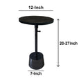 Aluminum Frame Round Side Table With Marble Top And Adjustable Height, Black Black Aluminum