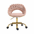 Coolmore Computer Chair Office Chair Adjustable Swivel Chair Fabric Seat Home Study Chair Pink Polyester