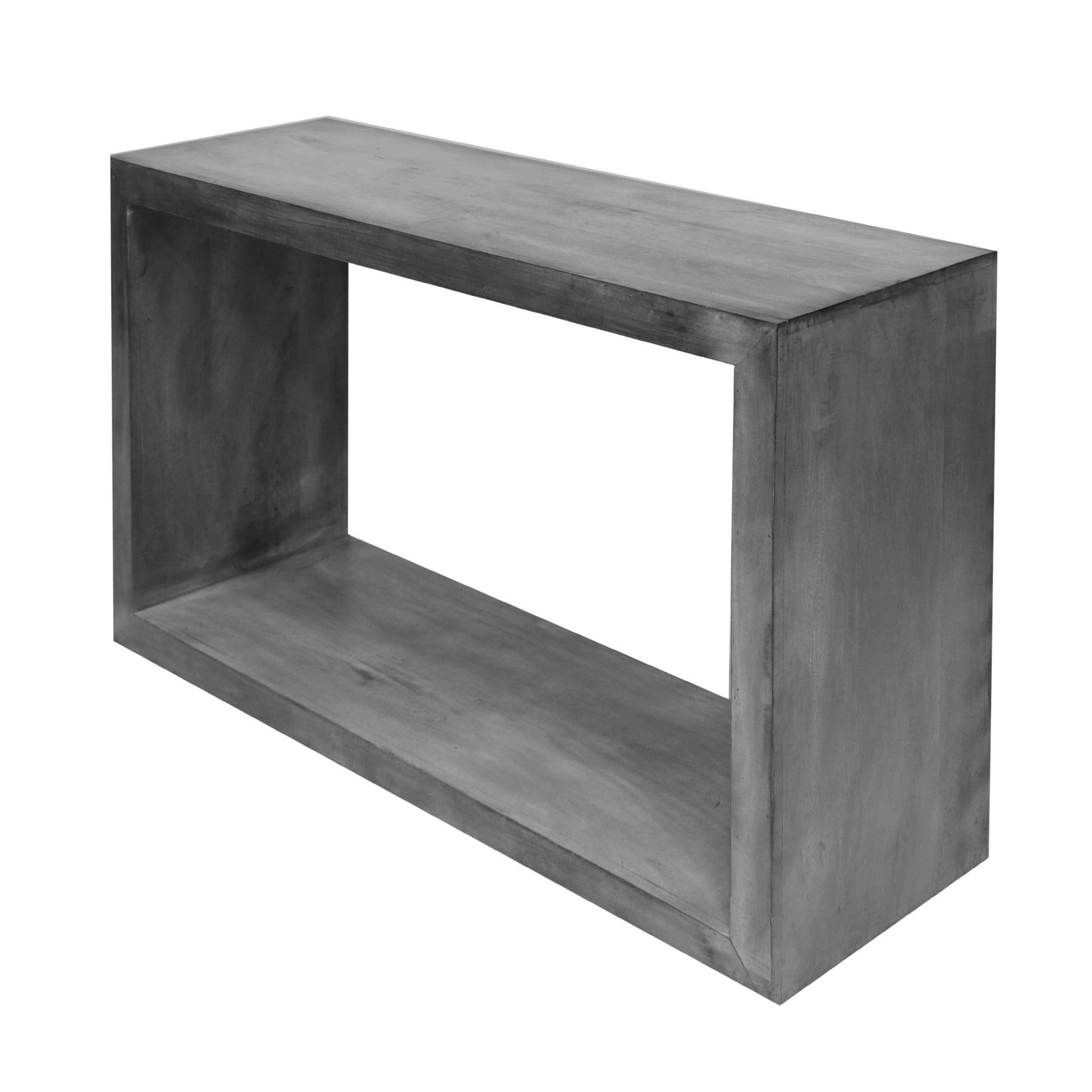 52" Cube Shape Wooden Console Table With Open Bottom Shelf, Charcoal Gray Gray Solid Wood