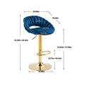 Coolmore Swivel Bar Stools Set Of 2 Adjustable Counter Height Chairs With Footrest For Kitchen, Dining Room 2Pc Set Navy Blue Polyester