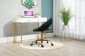 Coolmore Computer Chair Office Chair Adjustable Swivel Chair Fabric Seat Home Study Chair Black Polyester