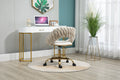 Coolmore Computer Chair Office Chair Adjustable Swivel Chair Fabric Seat Home Study Chair Ivory Polyester