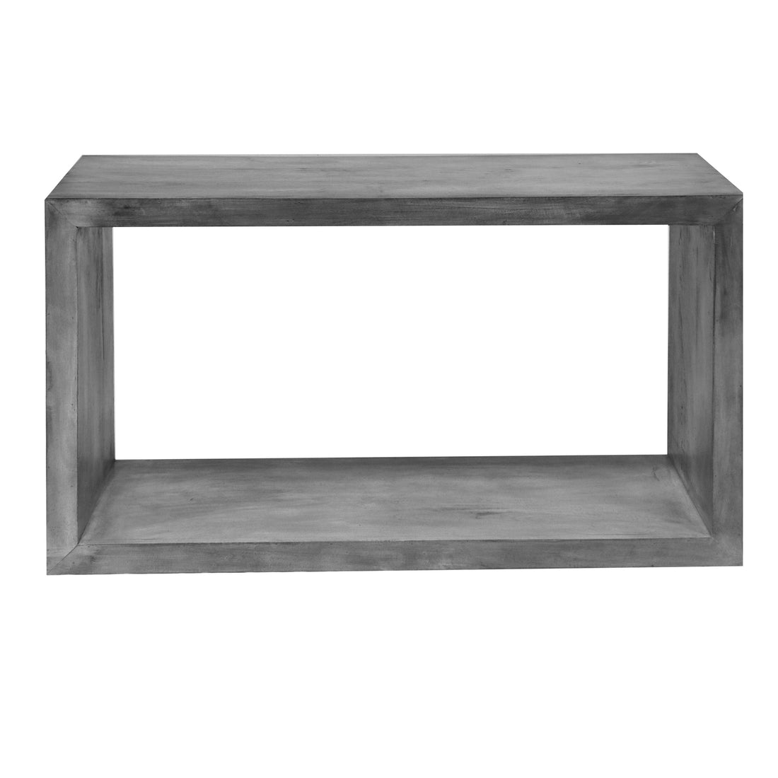 52" Cube Shape Wooden Console Table With Open Bottom Shelf, Charcoal Gray Gray Solid Wood