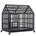 Heavy Duty Dog Cage Pet Crate With Roof Black Carbon Steel