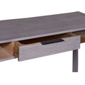 44 Inch Minimalist Single Drawer, Mago Wood, Entryway Console Table Desk, Textured Groove Lines, Gray Gray Solid Wood