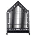 Heavy Duty Dog Cage Pet Crate With Roof Black Carbon Steel