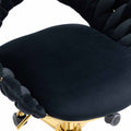 Coolmore Computer Chair Office Chair Adjustable Swivel Chair Fabric Seat Home Study Chair Black Polyester