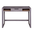 44 Inch Minimalist Single Drawer, Mago Wood, Entryway Console Table Desk, Textured Groove Lines, Gray Gray Solid Wood