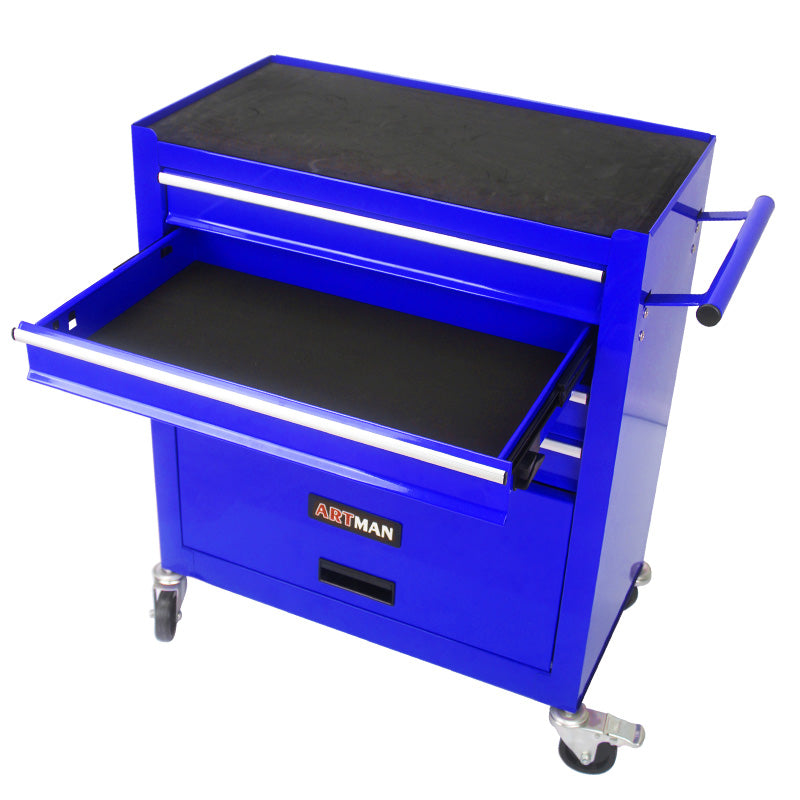 4 Drawers Multifunctional Tool Cart With Wheels Blue Blue Steel