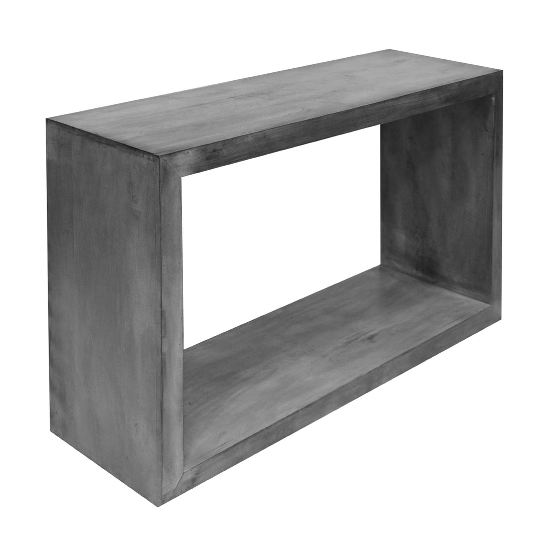 52" Cube Shape Wooden Console Table With Open Bottom Shelf, Charcoal Gray Gray Solid Wood