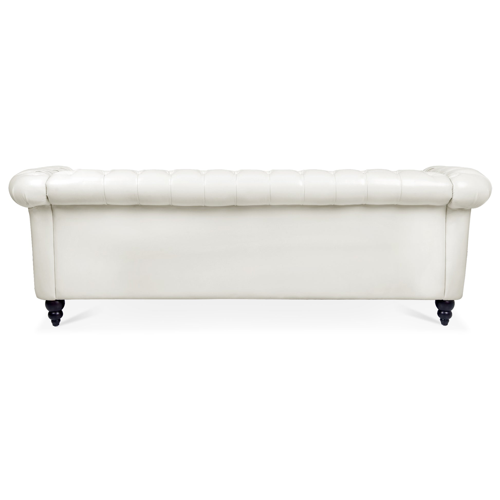 84.65" Rolled Arm Chesterfield 3 Seater Sofa White Foam Pu