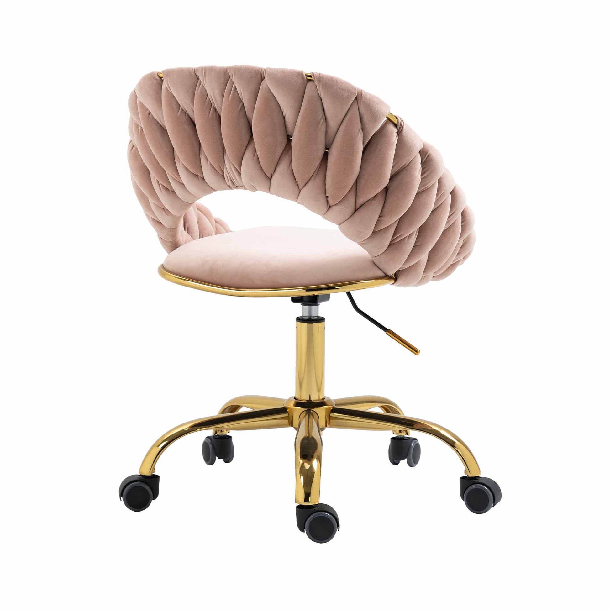 Coolmore Computer Chair Office Chair Adjustable Swivel Chair Fabric Seat Home Study Chair Pink Polyester