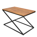 35 Inch Wooden Rectangle Coffee Table With X Shape Metal Frame, Brown And Black Walnut Black Metal & Wood