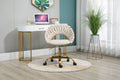 Coolmore Computer Chair Office Chair Adjustable Swivel Chair Fabric Seat Home Study Chair Ivory Polyester