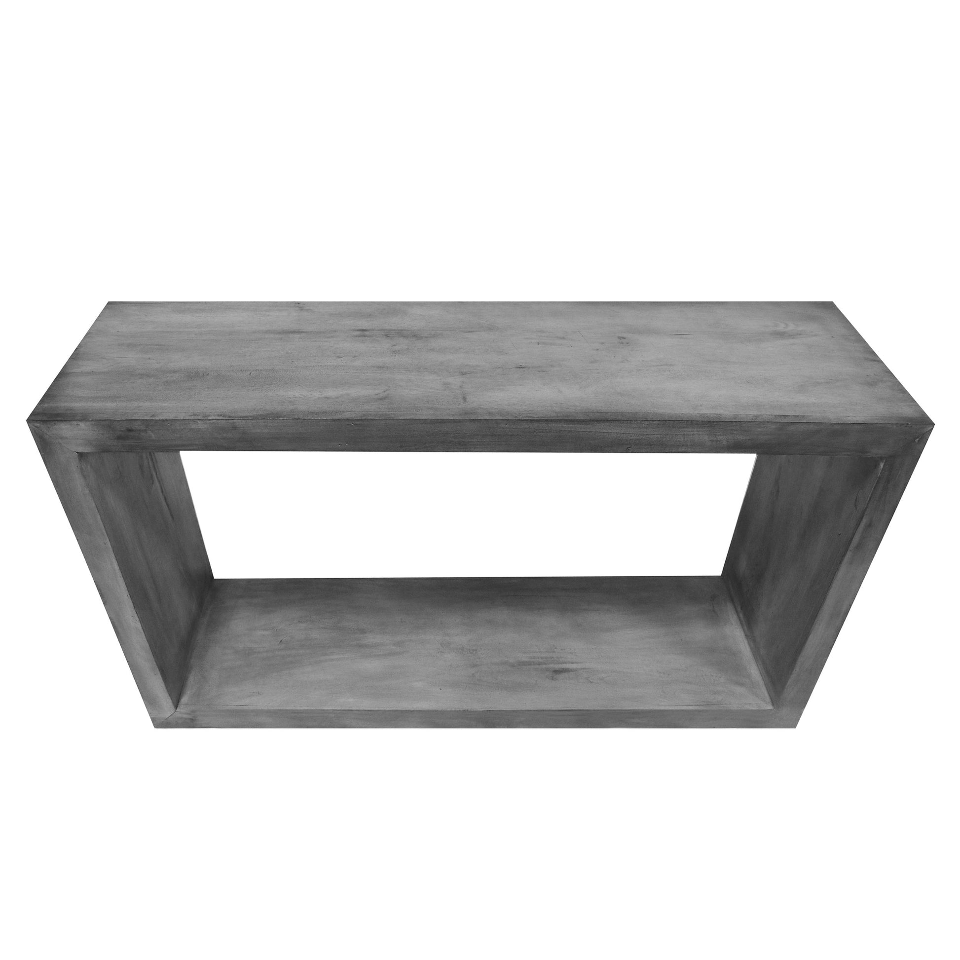 52" Cube Shape Wooden Console Table With Open Bottom Shelf, Charcoal Gray Gray Solid Wood