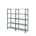 63 Inch Industrial 4 Tier Bookshelf, Particleboard, Metal Frame, Gray, Black Black Gray Metal & Wood