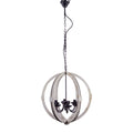 Calder Wooden Orb Shape Chandelier With Metal Chain And Six Bulb Holders, White White Metal & Wood