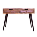 43 Inch 2 Drawer Reclaimed Wood Console Table, Angled Legs, Multi Tone Pastel Accent, Brown, Black Walnut Black Metal & Wood