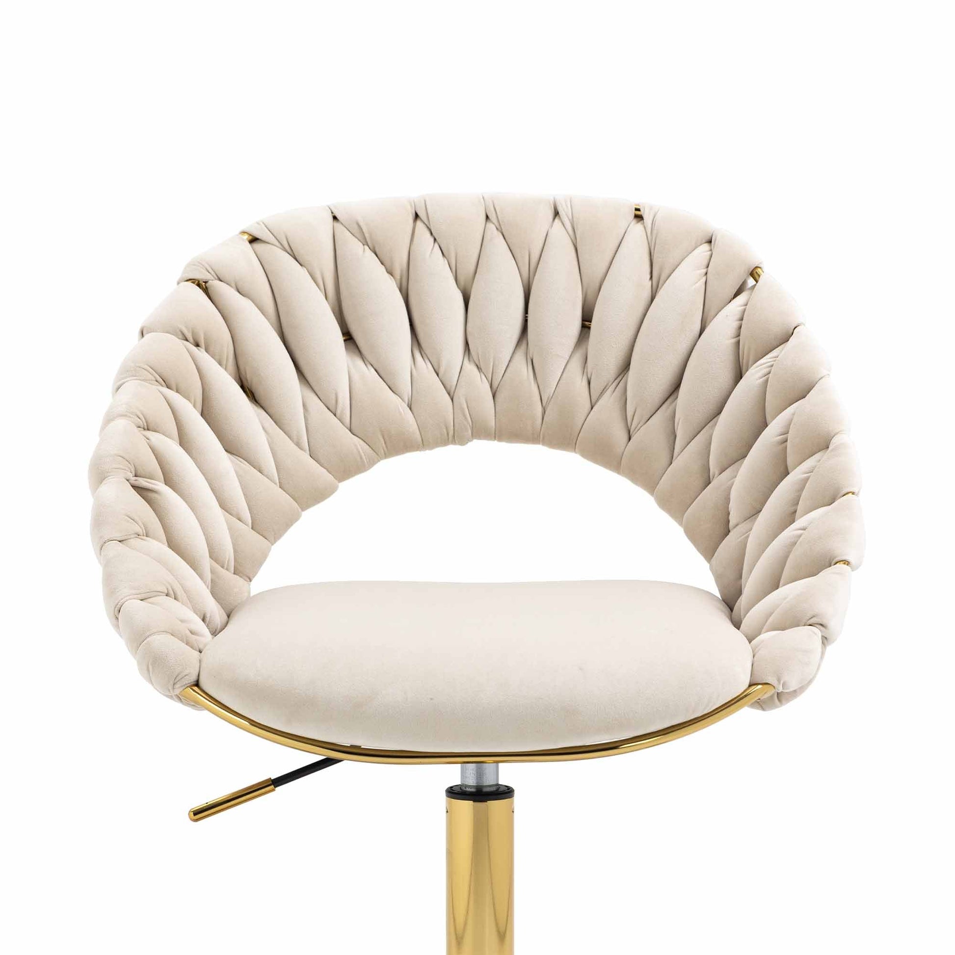 Coolmore Computer Chair Office Chair Adjustable Swivel Chair Fabric Seat Home Study Chair Ivory Polyester